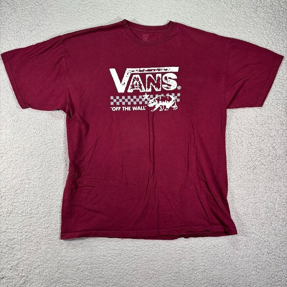 Vans‎ California Republic T-Shirt Men's XXL Red Checkered  Off The Wall Logo s/s